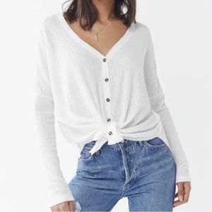 Urban Outfitters out from Under JoJo white thermal button down top